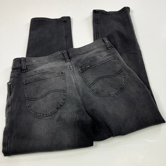 Lee | Straight Leg Jeans Black Denim Straight Leg Slim Fit Mid Rise Womens 12P - Picture 6 of 9